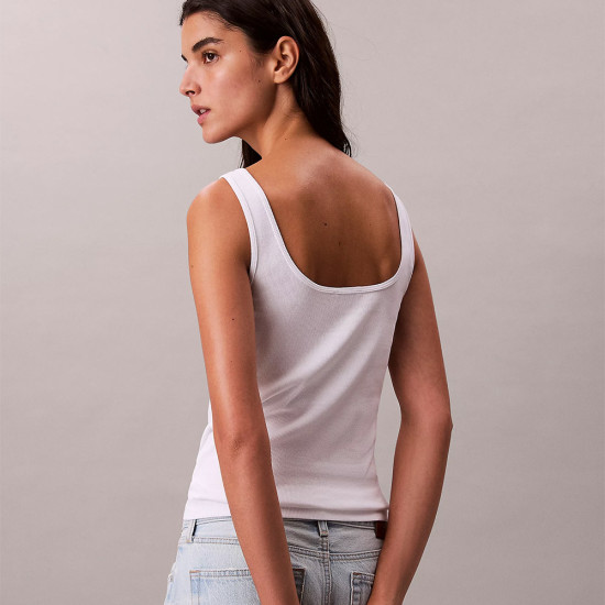 Calvin Klein Γυναικεία αμάνικη μπλούζα Monogram Scoop Neck Rib Knit Tank Top